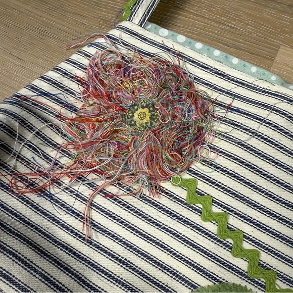 NWT Random Nicole Blue and White Striped Floral Shoulder Bag - Picture 2 of 7